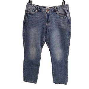 CAbi Harlow Jeans Womens Size 14 Mid Rise Straight Denim Stretch Ankle